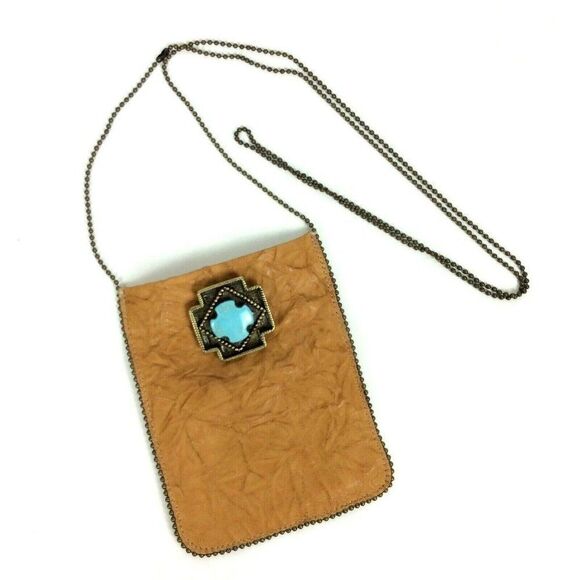 Mini Crossbody Bag Faux Turquoise Cross Vegan Leather Chain Strap Unbranded - Picture 1 of 4